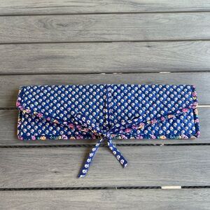 Vintage VERA BRADLEY Royal Blue Hot Tools Flat Iron Travel Case Navy Blue Floral
